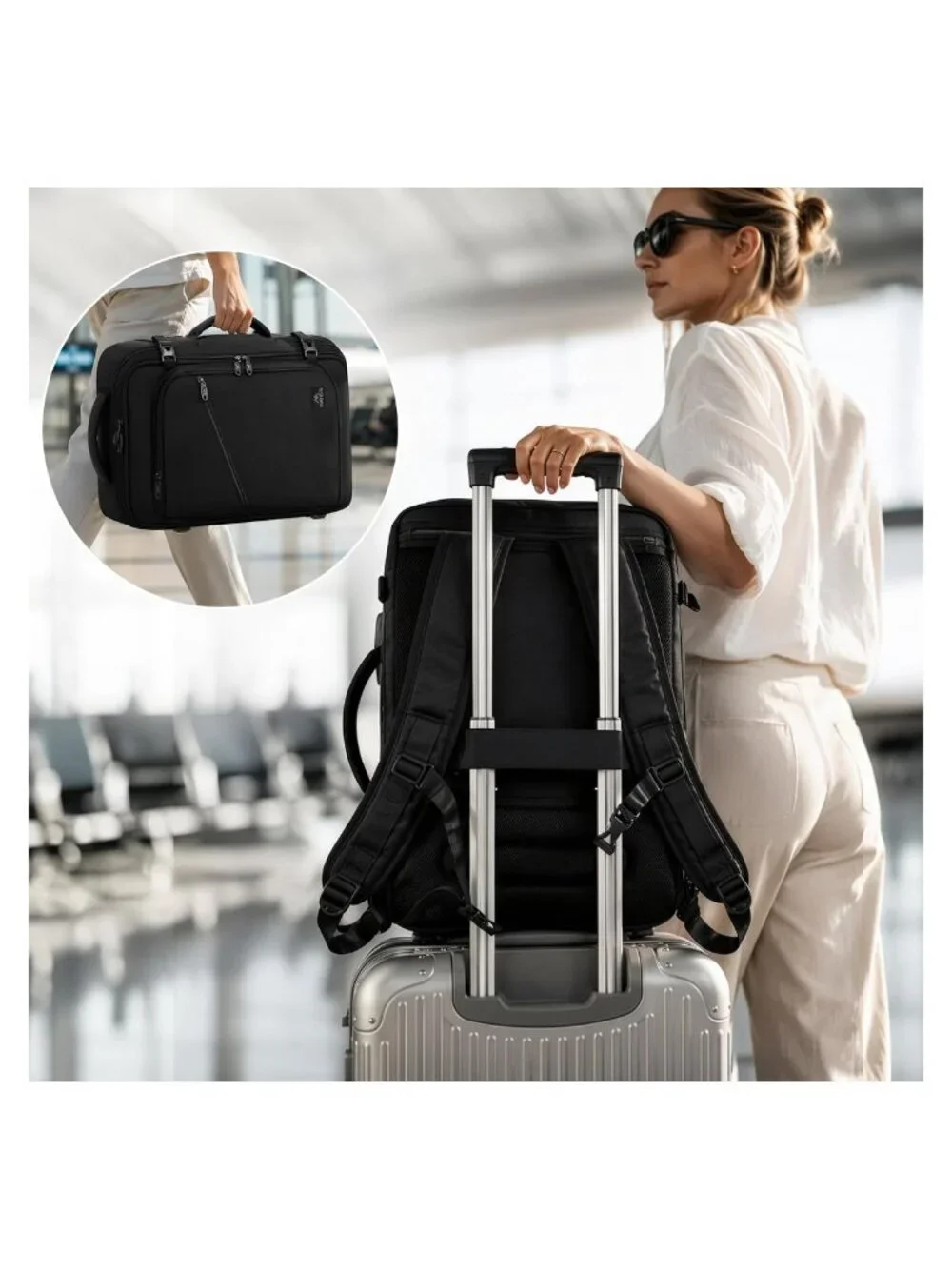 Extra Large Expandable Carry On Travel Backpack 45L Water Resistant Polyester